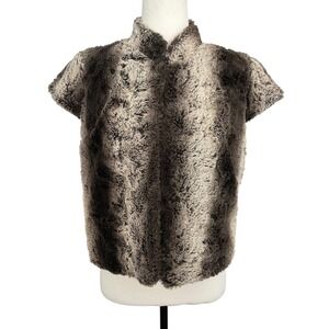 Y2k Marc Bouwer Faux Fur Short Sleeve Vest XS burning man festival western retro